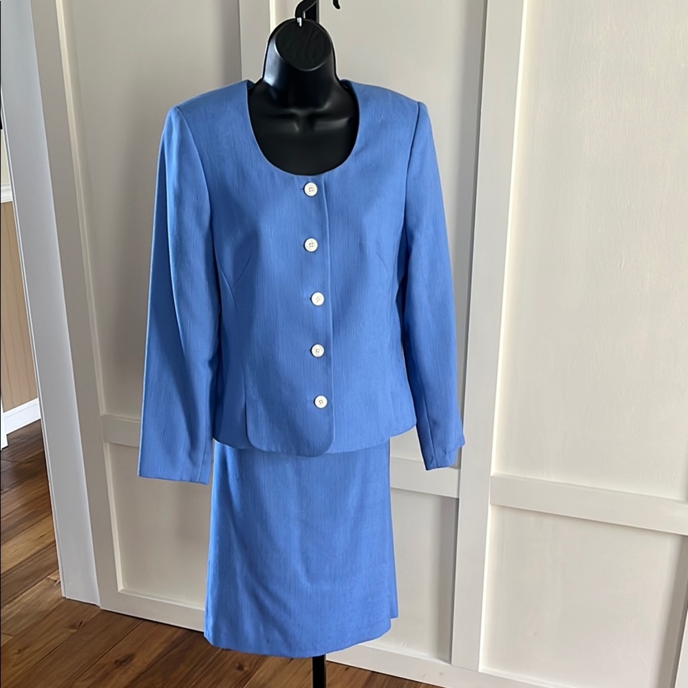 Karen Scott 2 piece Blue Womens Skirt Suit